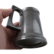 c1880 Glass Bottomed Pewter Tankard Half Pint by James Dixon - $44.55