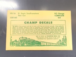 Vintage Champ Decals No. HB-16 SSW Cotton Belt Boxcar HO Set - £11.90 GBP