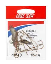 Eagle Claw 215A-4 Cricket Fishing Hook, Size 4, Pack of 10,  Forged Long Shank - £2.57 GBP