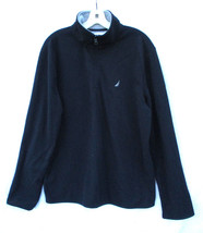 Nautica Mens Large Quarter Zip Fleece Sweater Jacket Navy Blue Embroidered Logo - £22.69 GBP