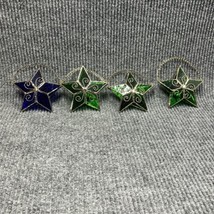 VTG 5x5 Stained Glass Gold Tone Trimmed Christmas Star Ornaments Bundle of 4 - £19.36 GBP