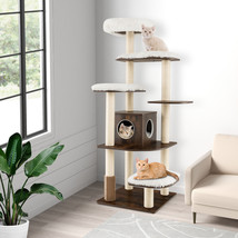 Wooden Cat Tree 71&quot; 7-Layer Cat Tower w/Cushions &amp; Sisal Scratching Post... - £201.29 GBP