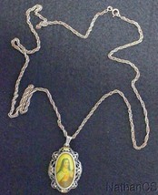 19th Century Gold &amp; Sterling Medal St. Therese Hand Painted Miniature w Ag Chain - £342.97 GBP