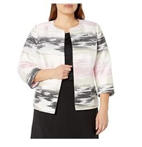 Kasper Sz 10 Pink Black White Multi Striped Ombre Open Front Lined Jacket Blazer - £31.11 GBP