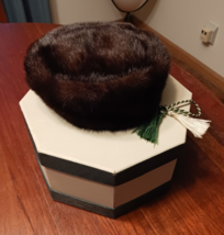 VINTAGE MINK PILLBOX HAT BY MISS MAY FOR MAISON BLANCHE OF NEW ORLEANS W... - £257.56 GBP