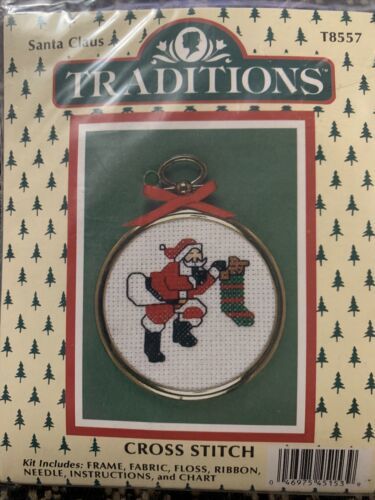 Vintage  Cross Stitch Santa Claus Ornament Pattern Kit T8557 - $7.80