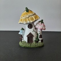 Fairy Garden Forest Figurine Floral Mini House Cottage Yellow Pink 4.75&quot; - £5.49 GBP