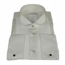 Mens CEREMONIA Tuxedo Formal Shirt 100% Cotton Turkey Slim Fit #stn 17 abt ivory image 2