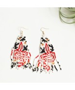Beaded Red Ivory Southwest Earring - €13,60 EUR