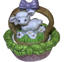 Dept 56 VTG 1980’s Porcelain Ceramic Basket w/lamb Trinket Box Easter Taiwan - $24.50