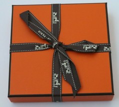 Hermes Empty Orange Gift Box with Ribbon Vanity 7&quot; Square Authentic Orig... - £39.90 GBP