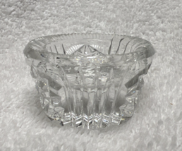 Vintage Crystal Cut Glass Star Ridged Rim Open Salt Cellar Dip 1 1/4" Tall - $12.38