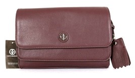 Giani Bernini Kilty Leather Flap Crossbody Handbag Purse, Wine Burgundy - £35.97 GBP