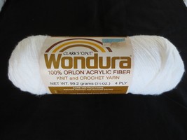 Vintage 3.5 Oz Clark&#39;s Ont Wondura Orlon Acrylic 4-Ply White Lot 281 3902 Yarn - £3.33 GBP