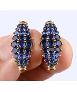 2Ct Round Cut Simulated Sapphire Women&#39;s Hoop Earrings In 14K Yellow Gol... - $146.25 CAD