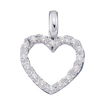 10k White Gold Round Diamond Heart Love Fashion Pendant 1/10 Ctw - £78.45 GBP