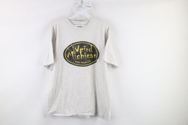 Vintage Streetwear Mens XL Distressed Spell Out Weird Michigan T-Shirt Gray - $29.65