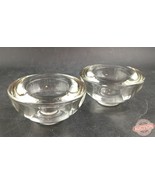 Blenko Vintage Handmade Glass Ice Dome Candle Stick Holders 3.75&quot; X 2&quot; - $38.12 CAD