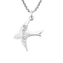 Peaceful Dove in Flight Sterling Silver Charm Pendant Necklace - £11.99 GBP