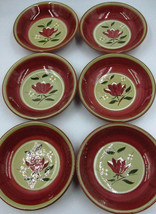 NEW 6 Vintage Stangl Magnolia Small Fruit Bowls Plates MCM Red Green Flo... - $57.00