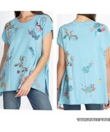 Johnny Was NWT Zoe Relaxed Embroidered Short Sleeve Tee Shirt Blue Green... - £70.16 GBP