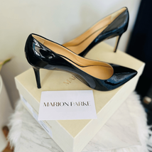 MARION PARKE Must Have Pointed Toe Patent Leather Pump Heel Black, Euro ... - $195.00