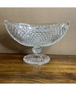 Antique EAPG Diamond Cut Glass Boat Compote Centerpiece Bowl Crystal Clear - $89.08 CAD