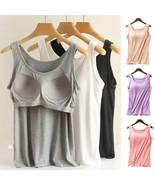 SH Women Vest Camisole with Built in Shelf Bra Tank Top Comfort Cotton M... - $17.39