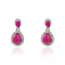 Pear Cut Ruby Diamond Dainty Dangling Earrings - £1,234.54 GBP