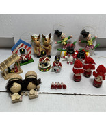 Vintage Lot Of 15 Wooden Christmas Ornaments Santa Reindeer Clowns Soldi... - £19.62 GBP