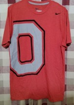Ohio State Buckeyes Football OSU Nike T-Shirt Size Large Scarlet Gray Block O   - £13.34 GBP