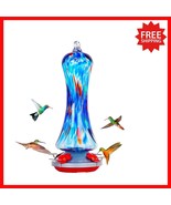 Attractive Hand Blown Glass Hummingbird Feeder for Outdoors - Easy to Clean - $45.53