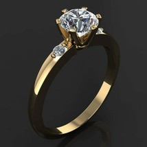 Solitaire Engagement Ring 14K Yellow GP 0.80 Ct Lab Created White Moissanite FN - £127.45 GBP