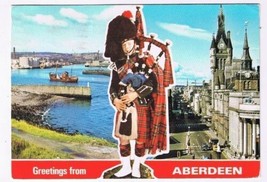 Scotland UK Postcard Greetings From Aberdeen Piper Harbour Union Street - £2.32 GBP