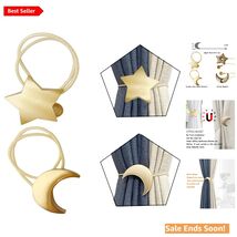 Magnetic Curtain Tiebacks Clips Decorative Rope Holdbacks Gold Moon and ... - $27.67