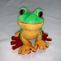 Ganz Webkinz Tree Frog Stuffed Animal Plush Green Yellow 6&quot; Lil KINZ Authentic - £18.64 GBP