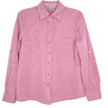 Allison Daley Womens Blouse Size 8 Long Sleeve Button  Collared Pink Paisley - £10.20 GBP