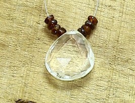 9pcs Natural Crystal Quartz Garnet Beads Loose Gemstone Size 21x18mm 24.... - $3.69