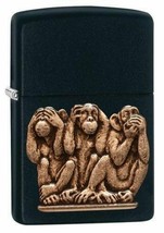 Zippo Lighter - Three Monkeys Black Matte - 29409 - £30.18 GBP