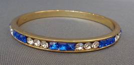 JBK Bangle Tennis Bracelet Camrose Kross Blue &amp; Clear Crystal Rhinestone... - £47.40 GBP