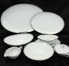 Noritake Silver Key Serving Pieces Lot of 7 Platters Gravy Boat Bowl Cre... - $88.19
