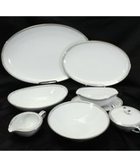 Noritake Silver Key Serving Pieces Lot of 7 Platters Gravy Boat Bowl Cre... - £70.27 GBP