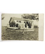 RPPC People Standing Boat Kids Inside Rowing on Land All in Front of Sha... - $20.00