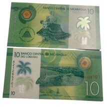 2015 Nicaragua 10 Córdobas Polymer Note Dancer &amp; Palm Tree UNC - $4.93 CAD