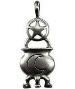 Wicca Pewter Pentagram Cauldron Pendant Rebirth Amulet Spiritual Protection - $763.72 MXN