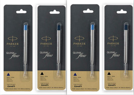 2 Blue and 2 Black Parker Quink Flow Ball Point Pen Refills BallPen Medium New - £8.85 GBP