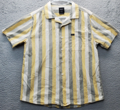 RVCA Shirt Mens Medium Multi Striped Short Sleeve Easy Fit Collared Button Down - $20.32