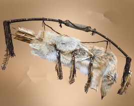 Native Navajo 40&quot; COYOTE FUR QUIVER, LEATHER WRAP BOW, ARROWS SET, Curti... - £497.14 GBP