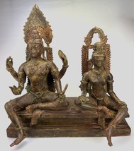 Antik Thai Stil Bronze Vishnu Und Lakshmi - Schutz - 55cm/55.9cm - £1,047.72 GBP