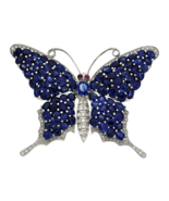 18k or Blanc 10.30ct Saphir 1.15ct Diamants Et Rubis Papillon pendant-Br... - $8,185.52